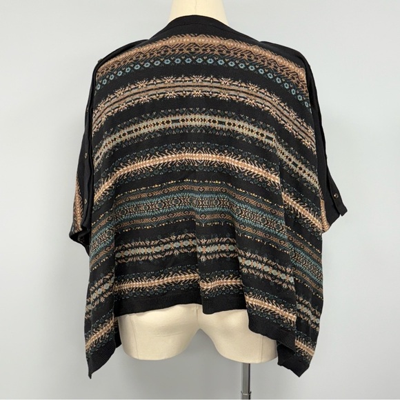 NWT J Jill 2 Way Poncho Sweater Oversized Fair Isle Print One Size Versatile New - Picture 6 of 12